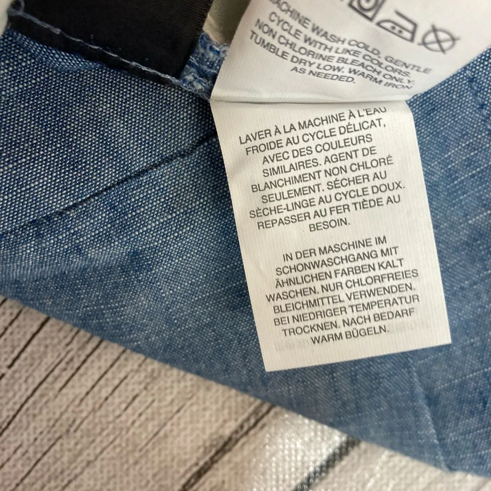 J. Crew Chambray High-Waist Ruffle-Hem Shorts in Light Blue